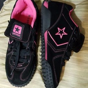 Womens Converse All StarLeather Suede Black/Pink 8